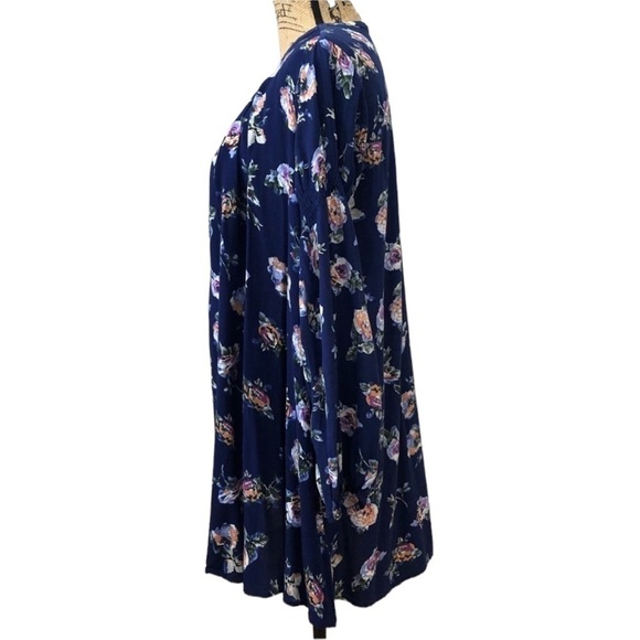 Umgee Navy Floral Boho Swing Dress/Tunic - Picture 5 of 9